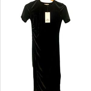 Zara Midnight Black Velvet Midi Dress